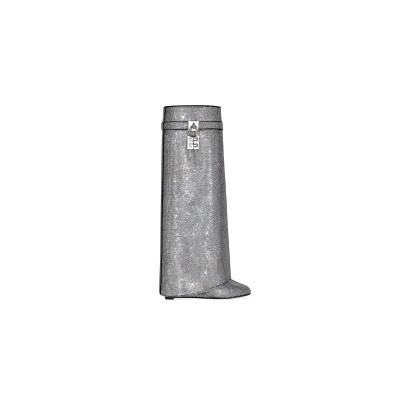 GIVENCHY SHARK LOCK BOOTS WIDE FIT IN STRASS IN SILVER O1SRVl11E0325 GIVENCHY SHARK LOCK BOOTS WIDE FIT IN STRASS IN SILVER O1SRVl11E0325